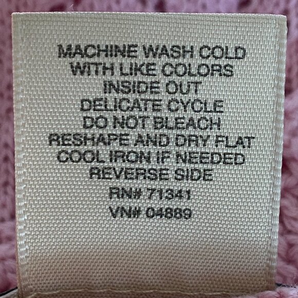 LL Bean Linen Blend Pointelle Knit Cardigan Pink Shell Buttons Cottagecore-M - Picture 11 of 11